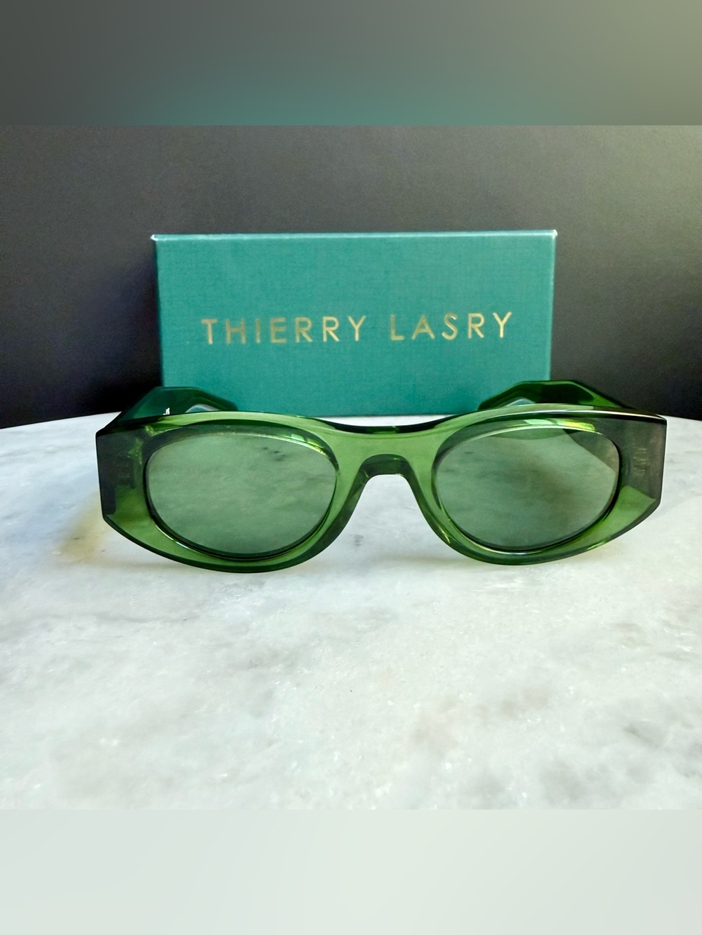 THIERRY LASRY Mastermindy 887
Translucent Green Sunglasses NWOT
With Box & Case